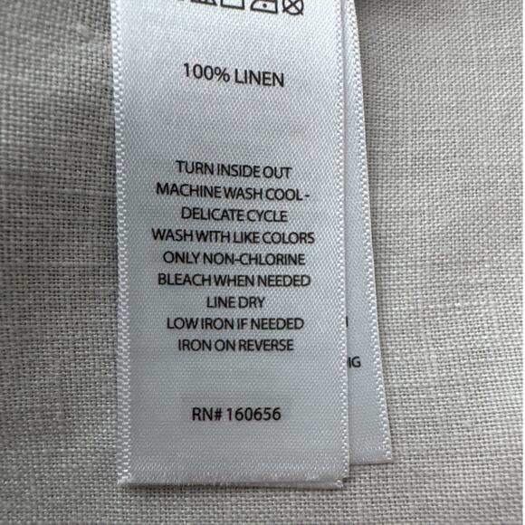 TAHARI Top Womens Medium Natural Oatmeal 100% Linen Neutral Breathable Fiber - Picture 9 of 9